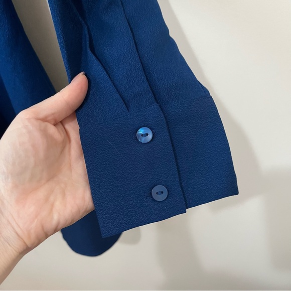 Abercrombie & Fitch Long Sleeve Blue Buttondown Shirt Dress NWT Navy Small P - Picture 5 of 8